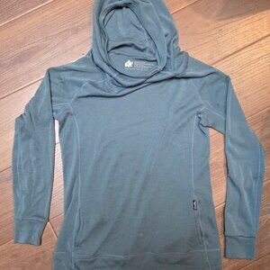 Woolly Pro-Knit Pullover Hoodie Women's Small, Stone color, Dusty blue